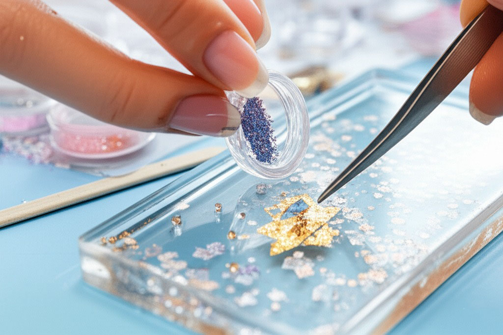 Adding glitter and metallic foil