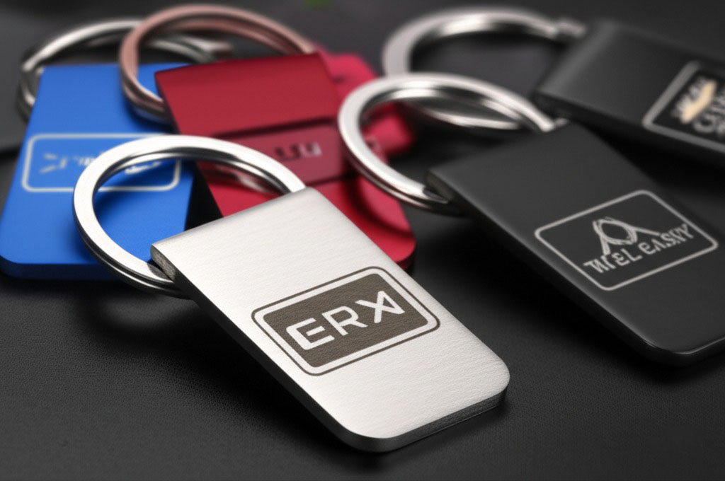 Metal keychains with laser engraving
