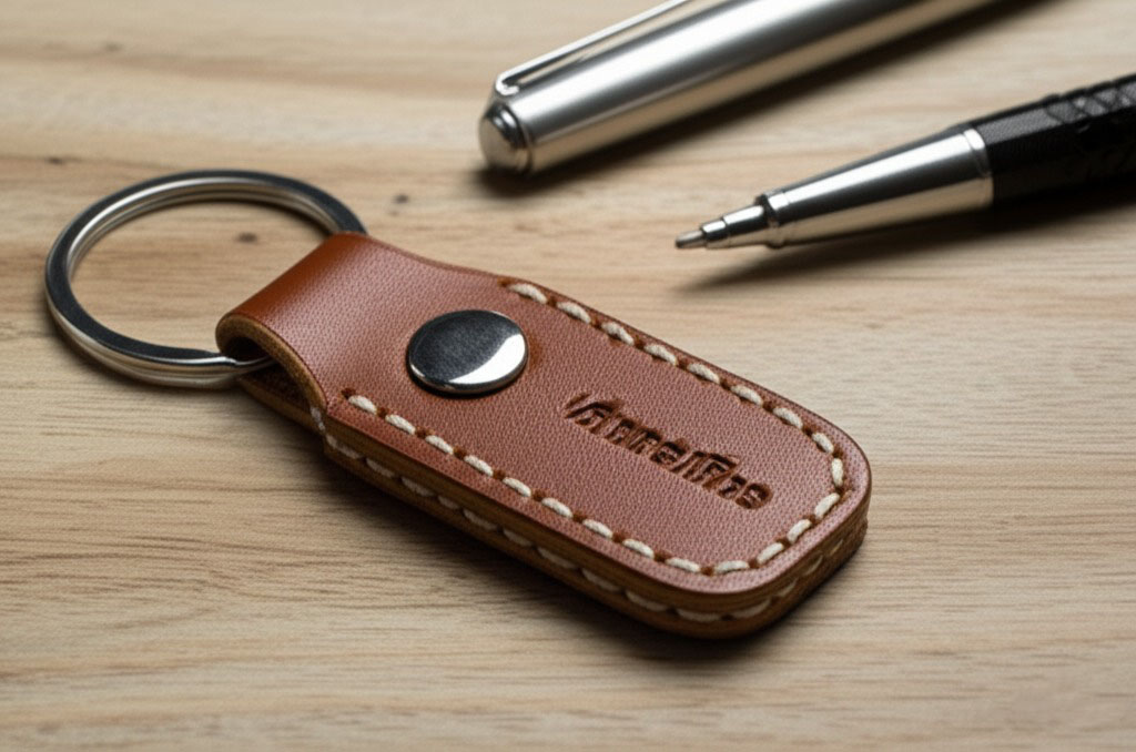 Leather keyrings for luxury branding