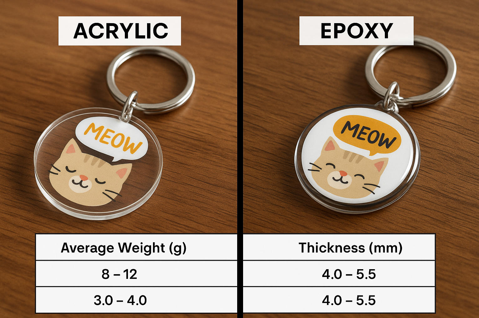 Acrylic keychains vs epoxy keychains: which to choose?