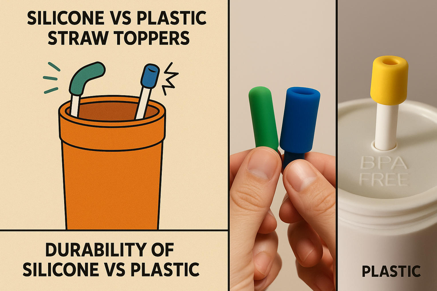 Silicone vs plastic straw toppers