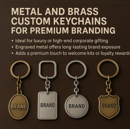 Metal and Brass custom keychains for premium branding