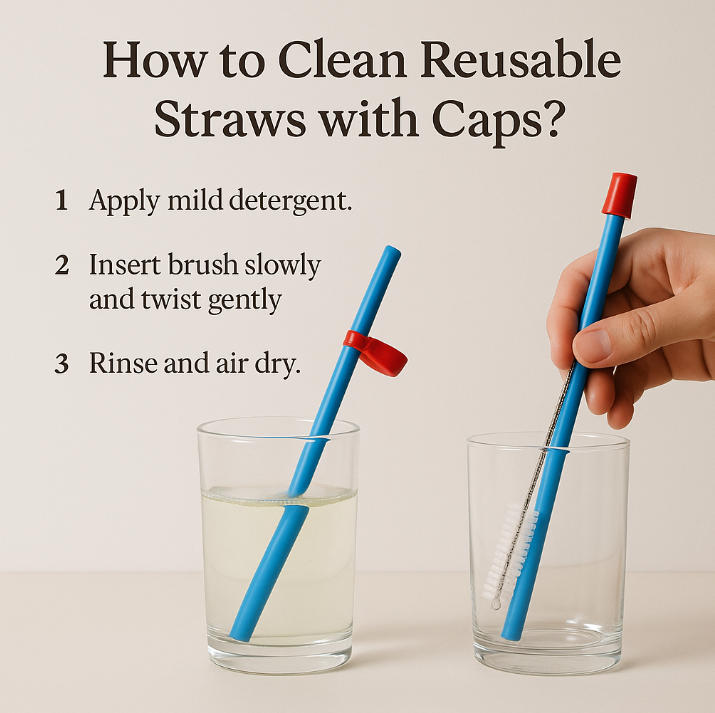 How to Clean Reusable Straws with Caps?