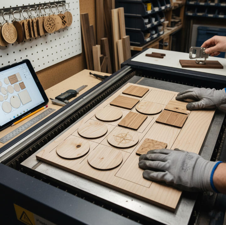 Tired of wasted wood? Optimize cuts for custom keychains