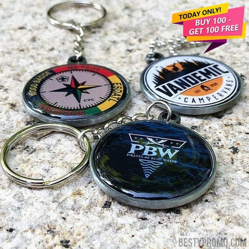 Custom Double-Sided Domed Keyring – Personalised Metal Branding