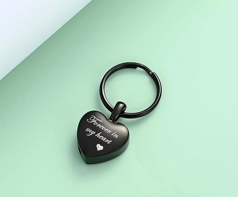 Heart Memorial Ashes Keychain – “Forever in My Heart” Stainless Steel Keepsake