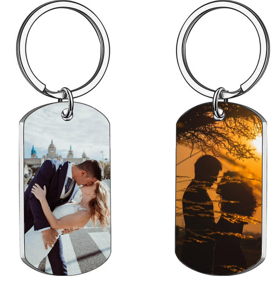 Personalised Double-Sided Photo Keychain – Custom Stainless Steel Gift