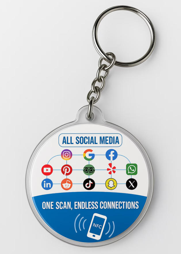NFC & QR Code Social Media Keychain – Share Links Instantly